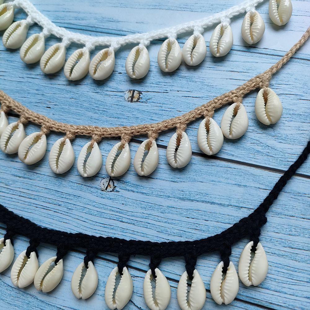 Acquista 2 ottieni il 20% di sconto semplicità ragazza conchiglia collana girocollo Crochet Bohemian Beach nappa collana conchiglia catena per ciondolo donna