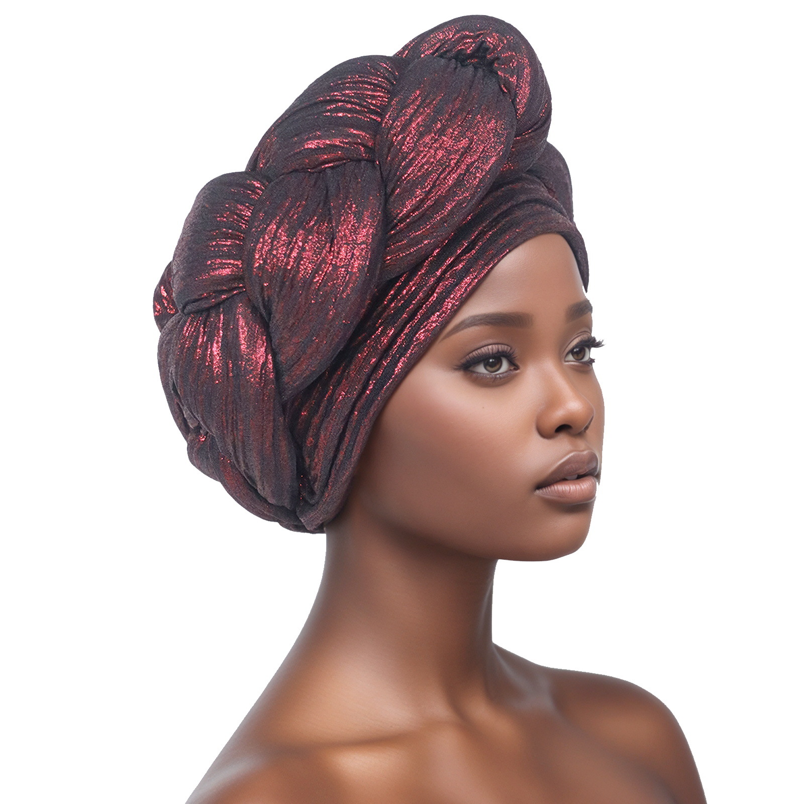 Exaggerated Big Braid Turban Cap for Women African Lady Head Wraps Nigeria Autogele Headtie Wedding Party Headgear Turbante: dark ginger