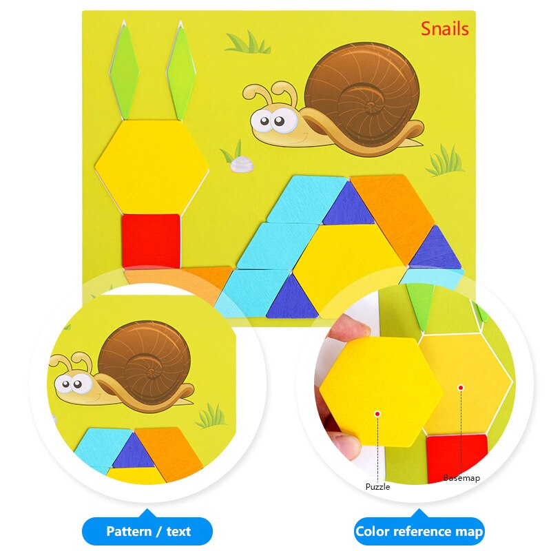 Tangram Intelligence Puzzle 3-4-5-6 ans enfants petite enfance éducation enfants créatifs jouets éducatifs Woode