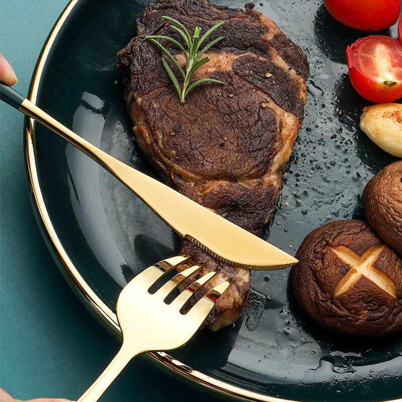 4Pcs Dinnerware Set Stainless Steel Cutlery Set Mirror Silverware Knife Fork Spoon Tableware Flatware Set Kitchen Party Utensils