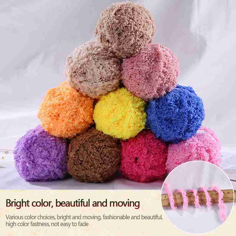 Soft Smooth Yarn Baby Knitting Wool Yarn Thick Yarn Fiber Velvet Yarn Hand Knitting Wool Crochet Yarn for DIY Sweater