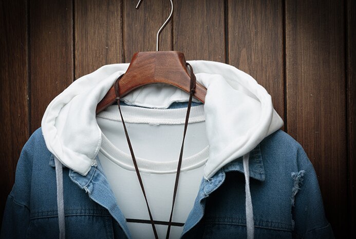 Men Hooded Denim Jackets Jean Coats Spring Autumn Men Holes Casual Denim Coats And Jackets Loose Jean Jackets Size 4XL