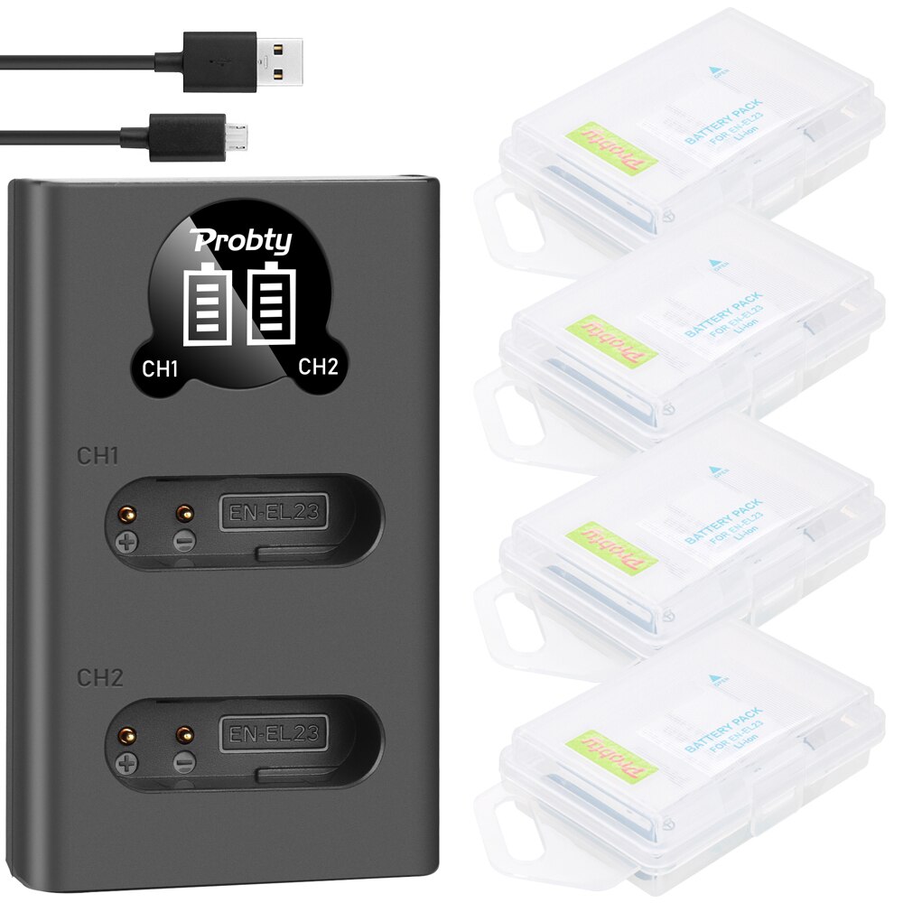 Batterie EN-EL23 ou double chargeur pour Nikon Coolpix B700 P600 P610s P900s S810c: 4BatteryWithCharger