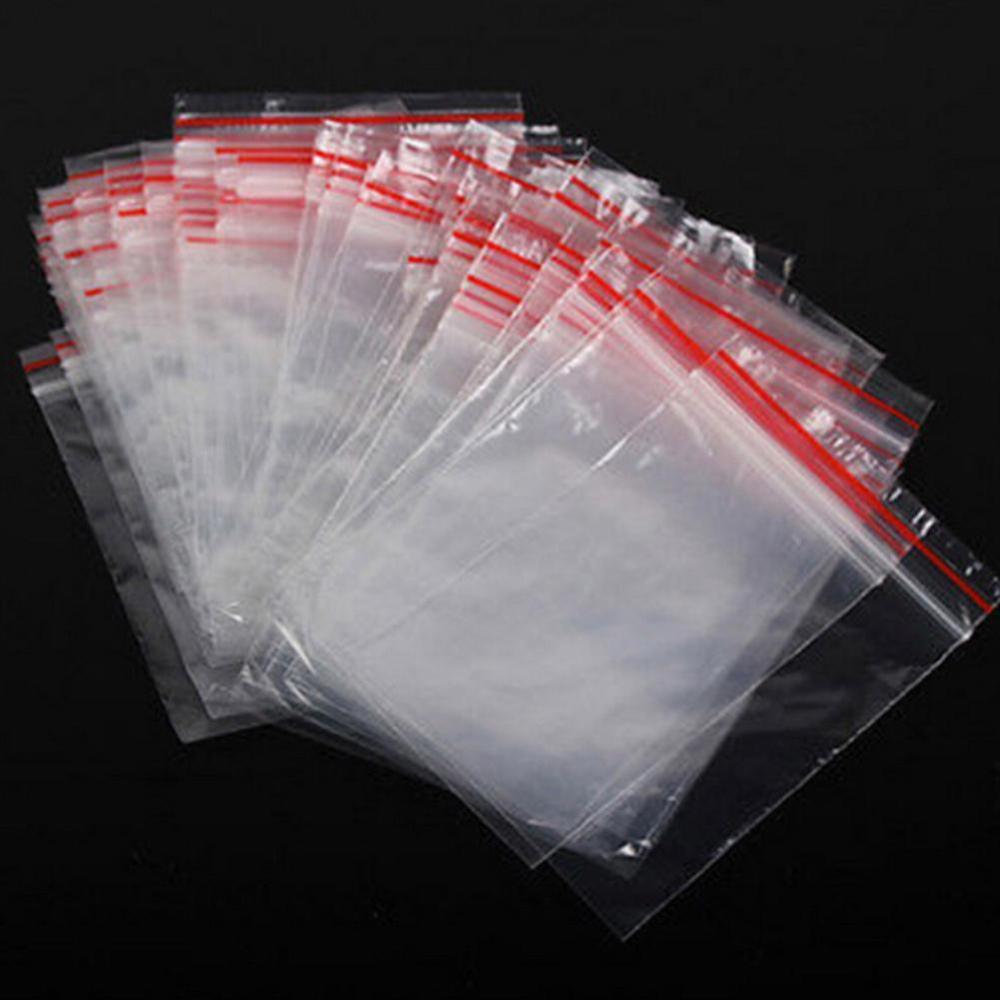 100pcs Clear Resealable Plastic Zip lock Small Home Shop Accessories Thick Seal Bag