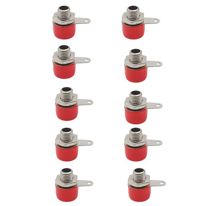 10Pcs Black Red 4mm Banana Female Socket Jack Binding Post Nut Connector 4mm Banana Plug Adapter: Red 10Pcs