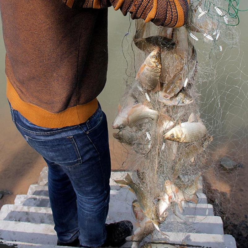 8m Folded Fishing Net Little Fish Shrimp Minnow Crab Baits Dip Lift Catching Lifting Net Net Trap Mesh Fish Catch Cast Crab