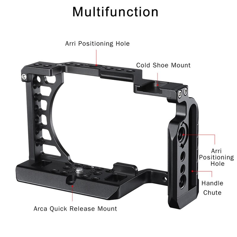 Photography Camera Cage Video Film Movie Making Stabilizer 1/4 inch Screw Cold Shoe Mount for Sony A6500/A6400/A6300/A6100 Camer