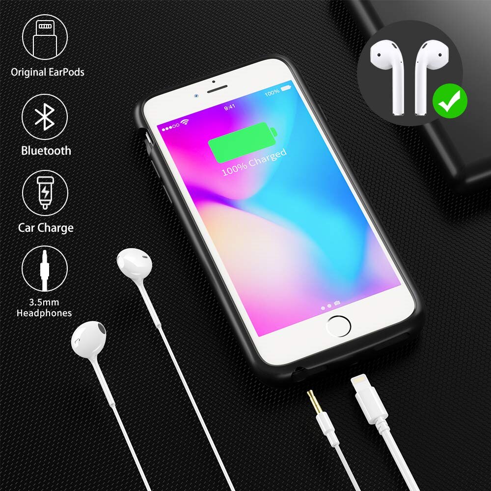Wireless Charger Power Bank Cover for iPhone 6 6s 7 8 Plus Qi Wireless Charging Battery Charger Cases For iPhone 8 7 6 6s Case