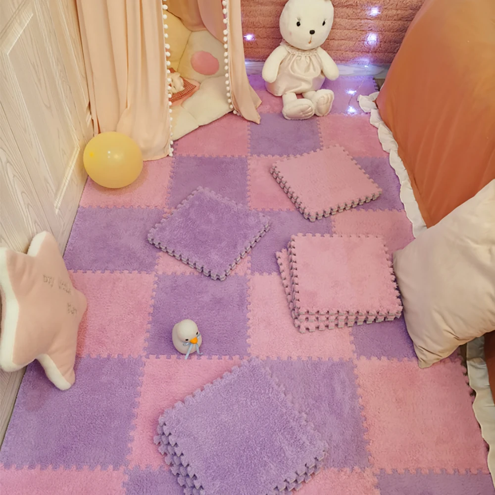 Estera de felpa suave para niños, juguetes para bebés, alfombra de rompecabezas de espuma Eva, alfombras de juego cálidas para niños, alfombras entrelazadas, alfombra infantil de 30x30x1cm