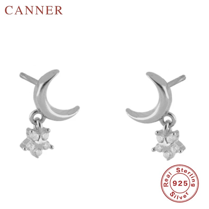 925 sterling sølv geometriske stjerner zirkon ørestikker til kvinder guld sølv farve øreringe smykker: 2 sølv