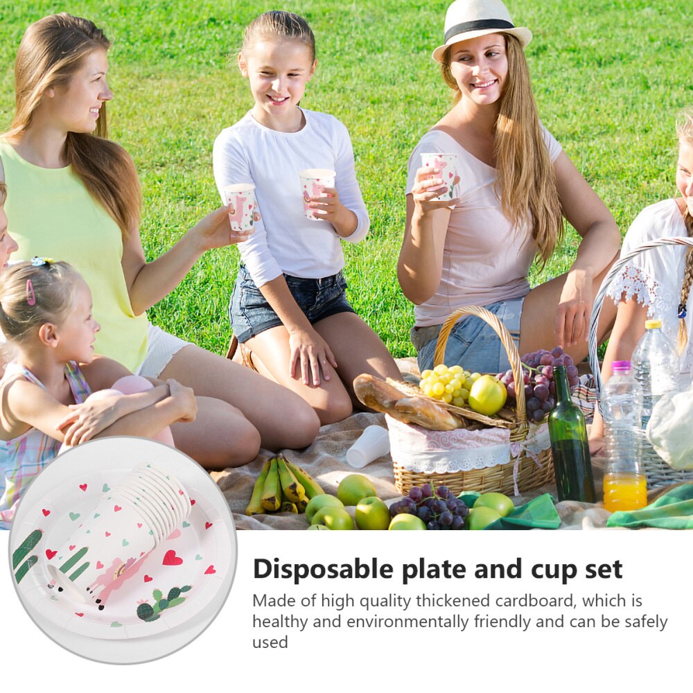 20pcs Party Disposable Paper Tableware Set Party Table Supplies for Food (White)