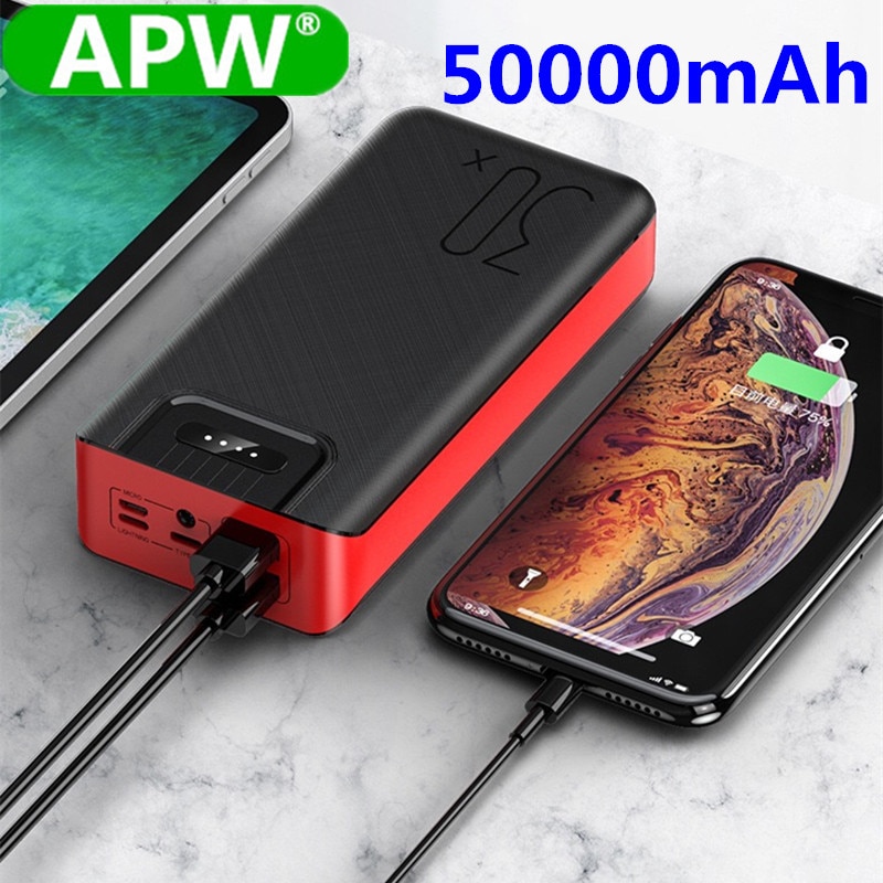 Power Bank 50000mAh Rollenmaschinenlinie Typc Micro USB QC Schnelle Aufladen Power Led-anzeige Tragbare Externe Batterie Ladegerät Für telefon tablet