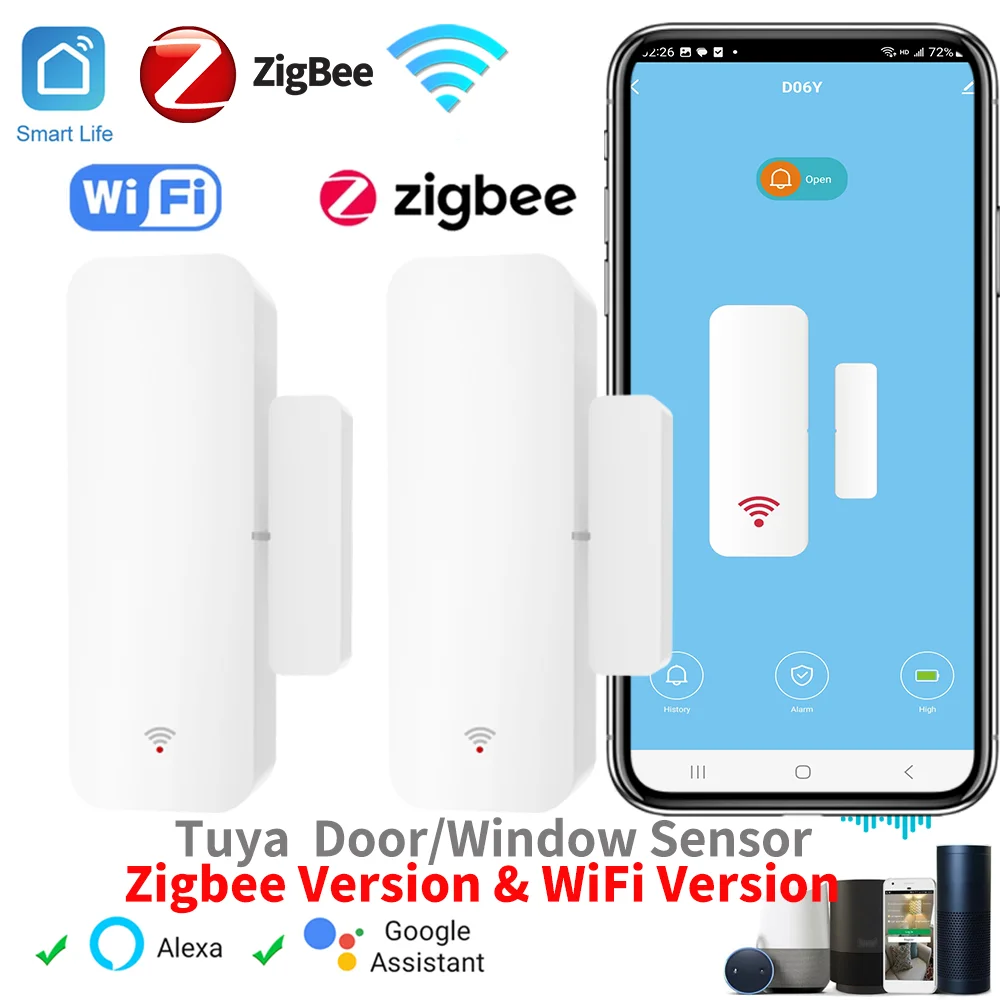 Tuya Zigbee WiFi Deur Raam Sensor Contactsensor Voor Smart Home APP Afstandsbediening Compatibel met Alexa Google Assistant