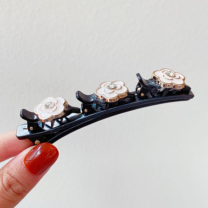 Horquillas trenzadas con perlas y flores para mujer, pinzas decorativas para el cabello, pasadores de sujeción, diadema, accesorios para el cabello: 2