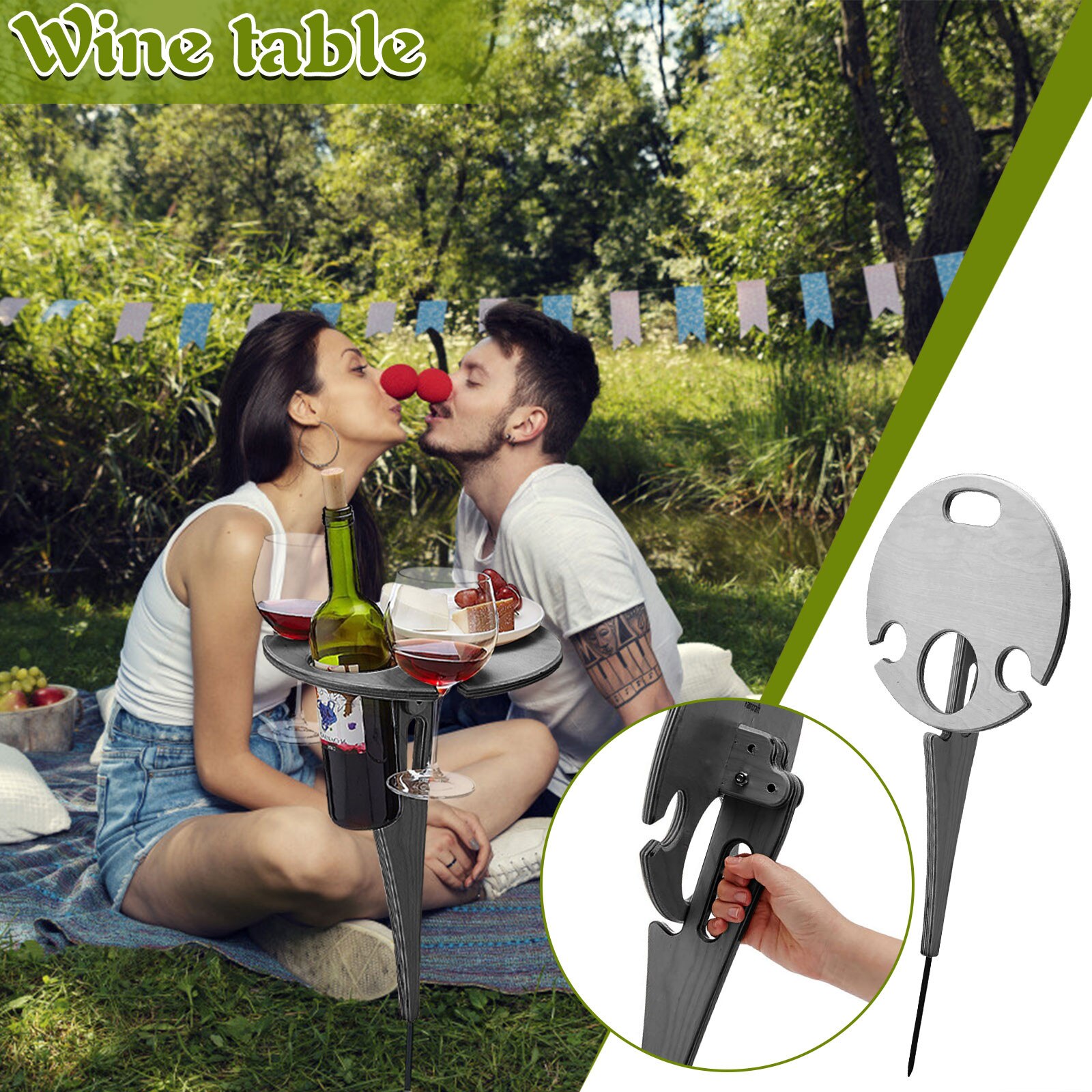 Outdoor Portable Foldable Wine Table Summer Party Camping Wine Rack Lawn Wine Rack Outdoor Picnic Convenient To Place Tables