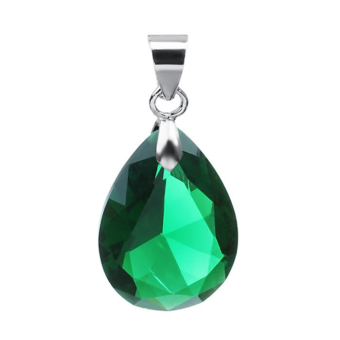 2 pz/lotto di Colore Argento AAA Cubic Zirconia Acqua Pendente di Goccia Viola Rosso CZ Per La Collana Degli Orecchini Del Pendente Per Le Donne di Nozze: green