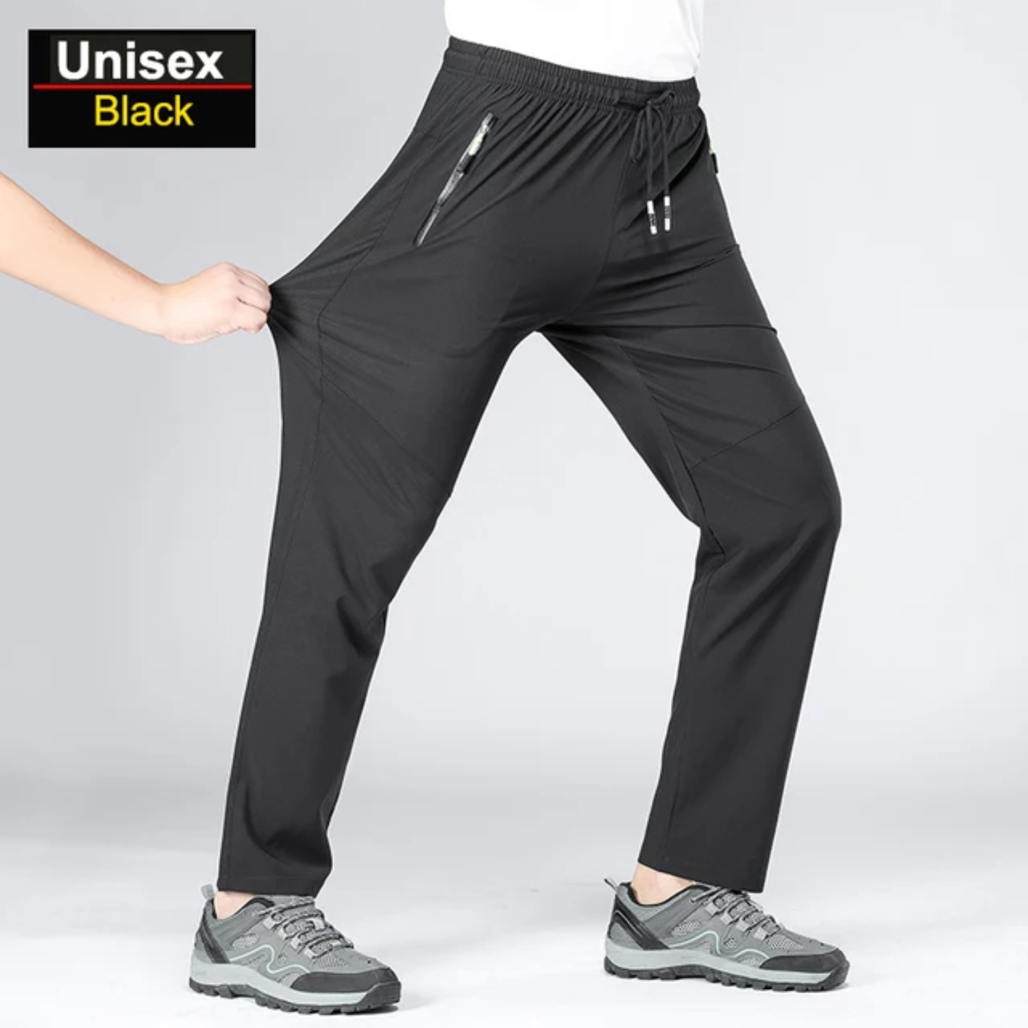 Pantalones de verano para hombre, secado rápido, para acampar, senderismo, escalada, pesca, pantalones de exterior de talla grande para mujer: XS / Negro