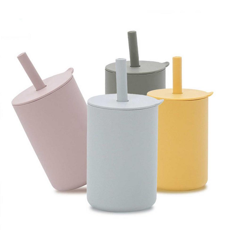 Vasos de silicona para bebé, sin BPA, almacenamiento portátil, envase de aperitivos, taza de alimentación para niños, juegos de tazas de aprendizaje a prueba de fugas