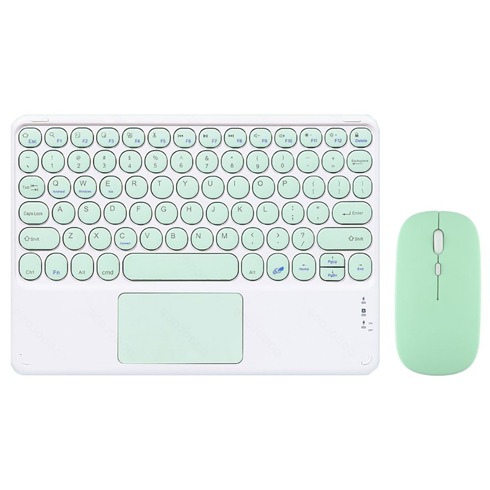 Ultra-Thin Wireless Bluetooth Keyboard and Mouse Combo Rechargeable Touchpad for iPad Xiaomi Samsung Tablet Android IOS Windows: Green Keyboard-Mouse