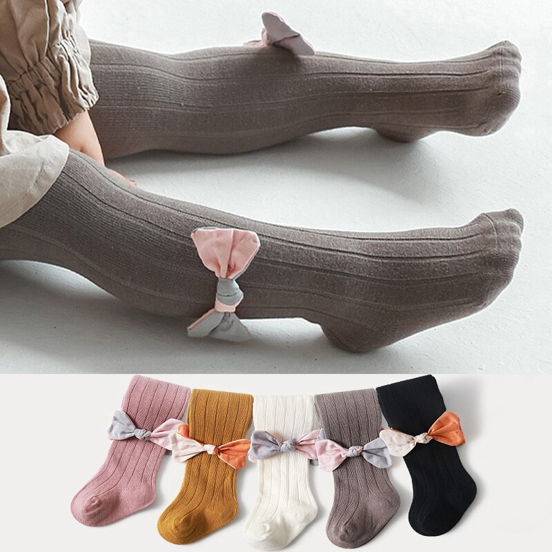 Winter Herfst Zachte Katoenen Baby Meisje Panty Effen Kleur Leuke Strikken Peuter Baby Meisjes Panty Prinses Meisje Panty