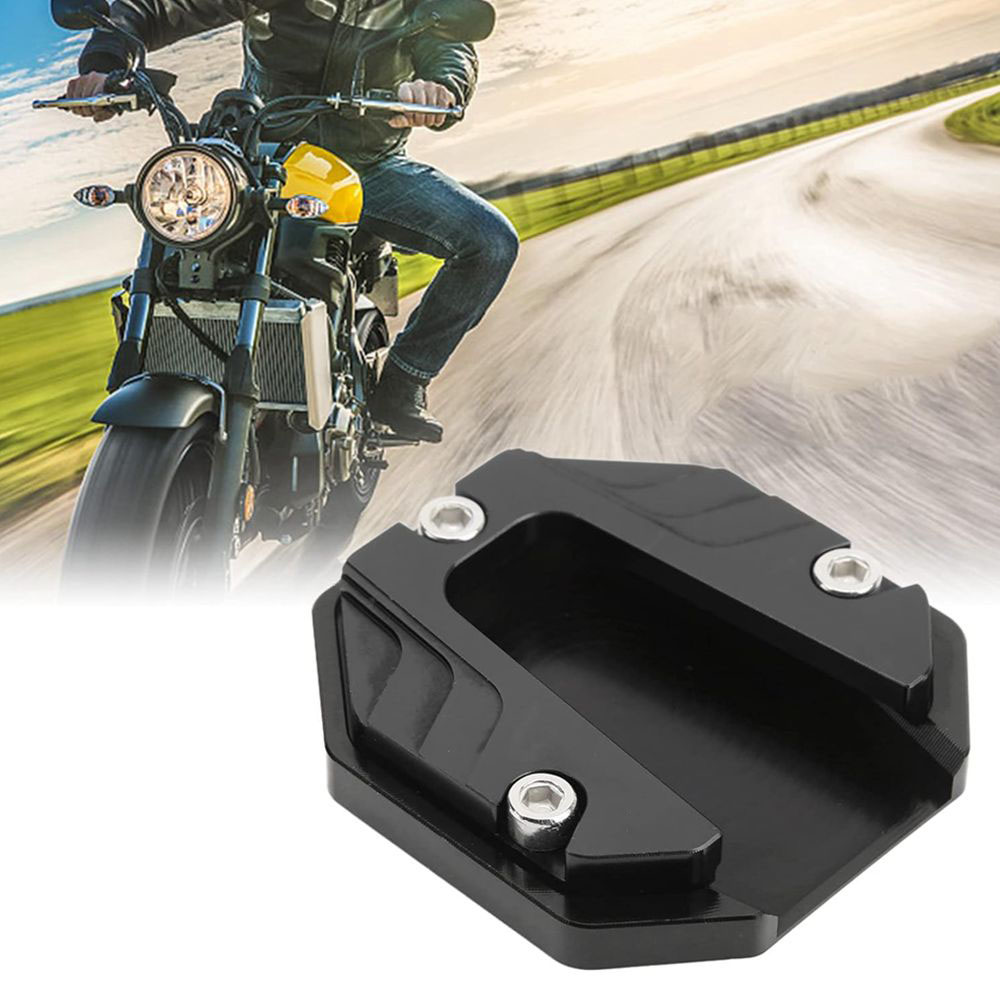 Universal Motorrad Kickstand Seitenständer Pad Vergrößern Verlängerung Fußplatte Hochfestes Stützzubehör Aluminium Schwarz