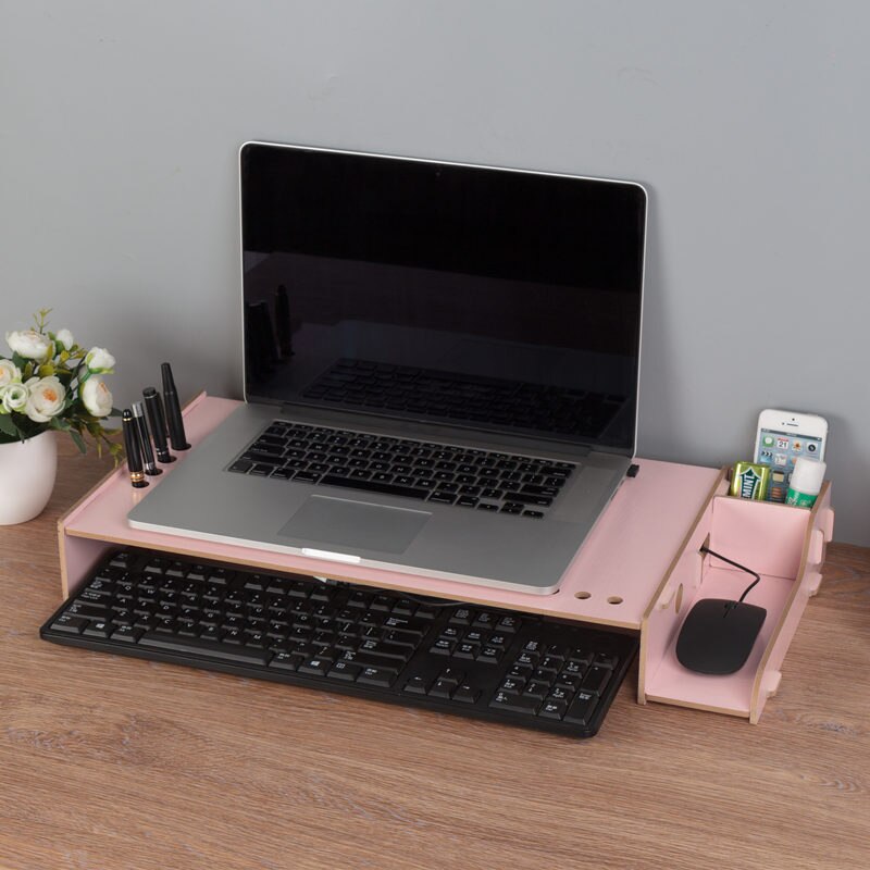 Multifunctional storage rack for Nordic style home simple laptop Phone notebook pen rack laptop stand: Pink