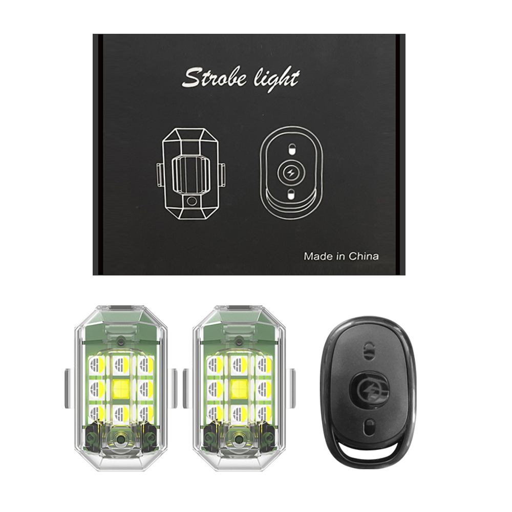4 STKS Draadloze LED Drone Stroboscooplamp voor Motor Auto Fiets Afstandsbediening Anti-collision Waarschuwingslampje Signaallicht: Army Green
