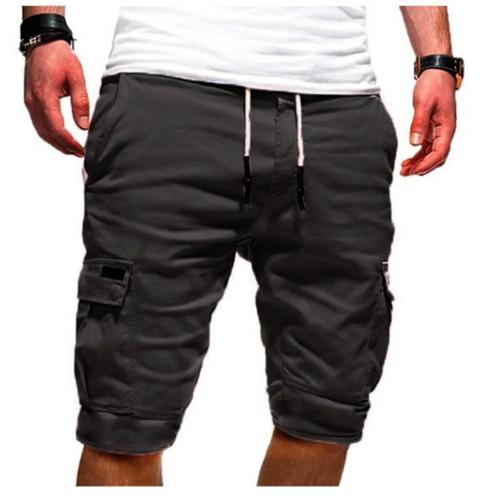1 pc calças casuais esportes verão shorts masculinos macacão multi-bolso calças de praia ropa para hombre curto masculino curto