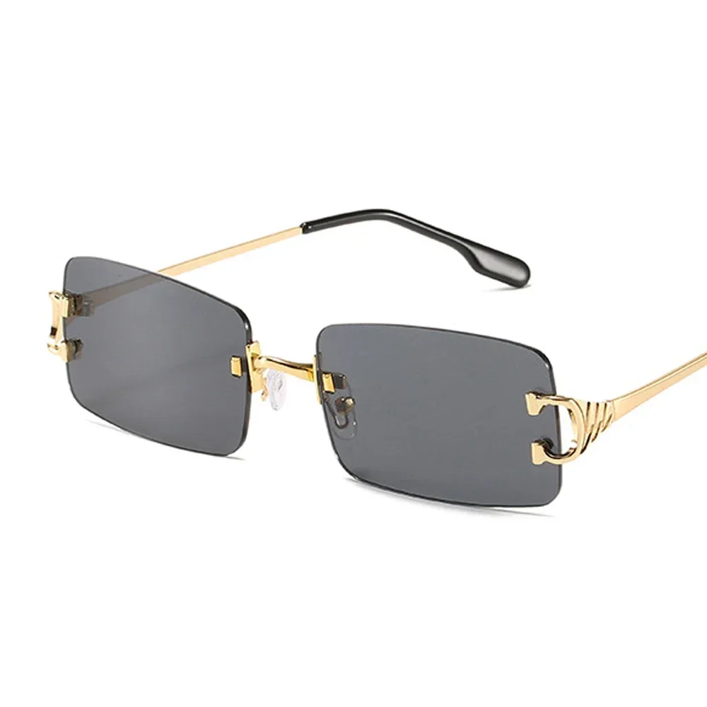 MUSELIFE gafas de sol estrechas para hombre sin montura verano 2025 rojo azul negro gafas de sol rectangulares para dama cara pequeña: Verde