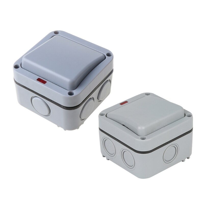 MP12 Wall Switch Outdoor Waterproof Dust-proof Wall Switch Socket for Garden Courtyard Lawn Garage Home Accessories