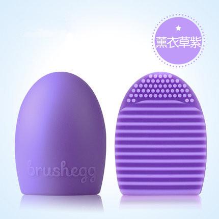Makeup Silicone Brush Cleaner Glove Egg Scrubber Cosmetic Cleaning Board Pad Cute Silicone Washing Makeup Brush Cleaning Tools: Thicken Purple