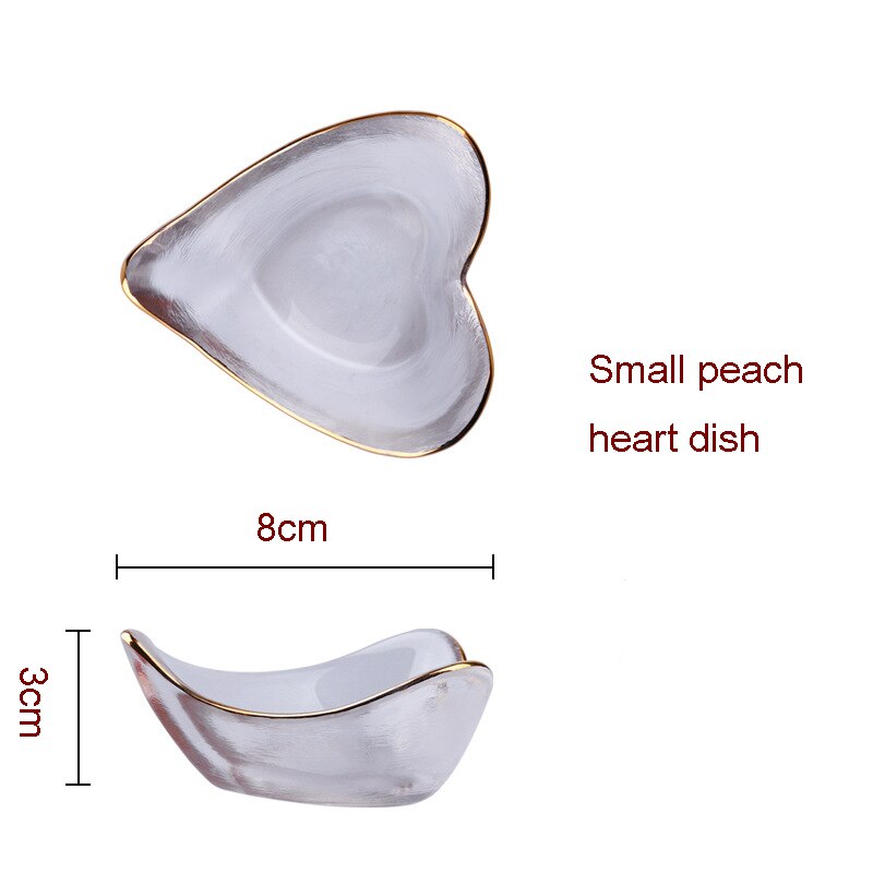 Japanese Style Cherry Blossom Dish Handmade Transparent Glass Snack Dip Bowl Matte Phnom Penh Dish Household Tableware: peach heart