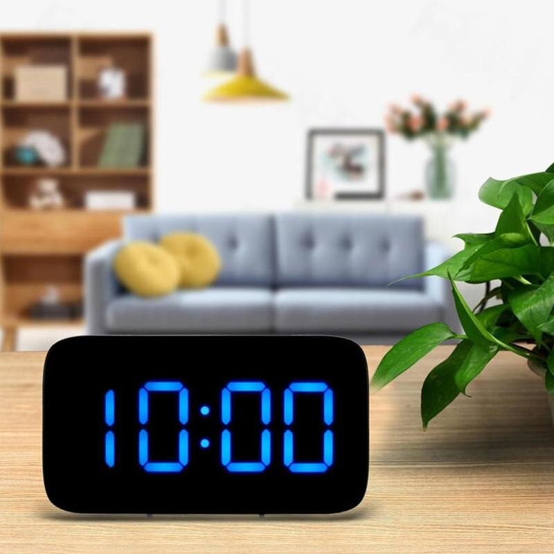 Stor skärm tyst digital väckarklocka elektronisk klocka led display spegel snooze bord skrivbord väckarklockor natt ljus