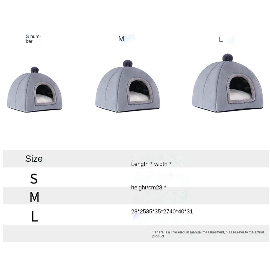 Winter Warm Yurt Shape Little Medium Pet House Dual-use Dog and Cat Nest Kitten Puppy Soft Bed Pets Supplies