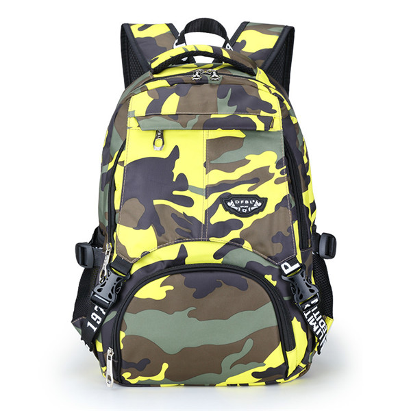 Mochila de camuflaje con estampado único y colorido para mujer, mochila Oxford impermeable para niños, mochila escolar de gran capacidad para niñas: yellow camouflage