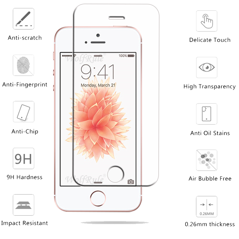 1/2/3/4 pièces pour iPhone 5 verre Apple iPhone 5 5S SE verre trempé 9H Transparent protecteur d'écran iPhone 5