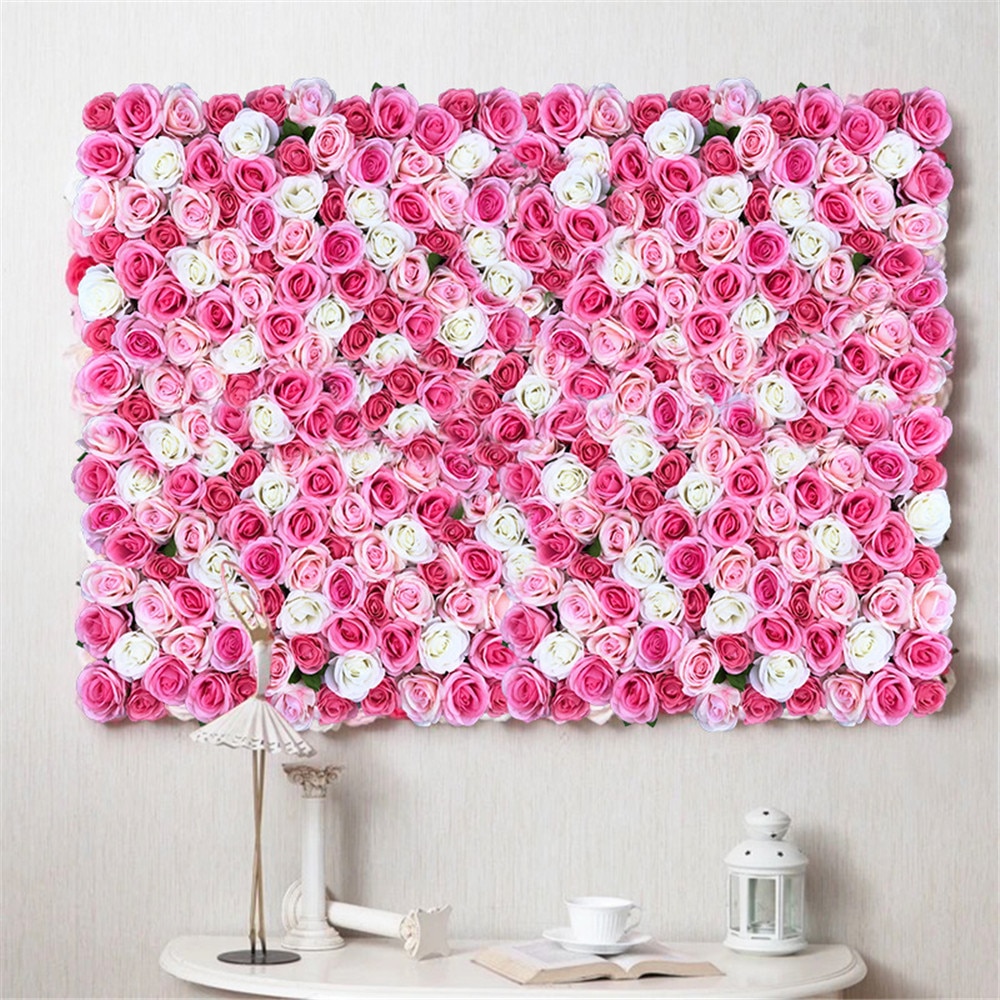 40 x 60cm blomsterveggpanel silke rose kunstige blomster full rose bryllup blomsterdekorasjon for bryllup bakteppe dekorasjon