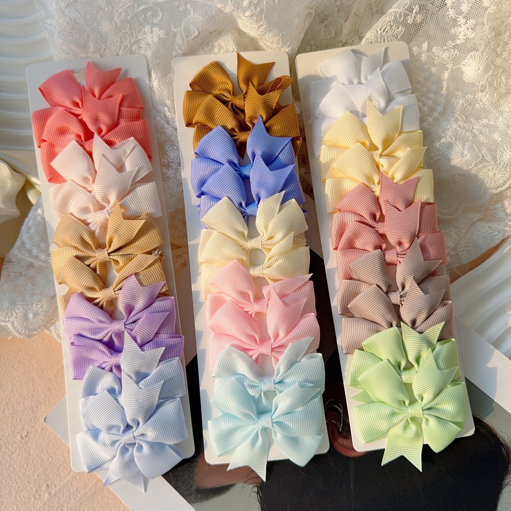 6-10 Uds. Pinzas para el cabello con lazo bonito para niñas, pinzas para el pelo con lazo colorido, pasadores hechos a mano, accesorios para el cabello para niños