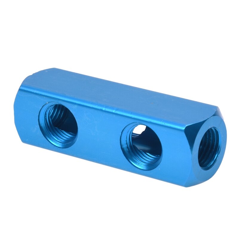 1/2"PT Air Pneumatic 2 Ways 5 Thread Ports Aluminum Manifold Block Splitter