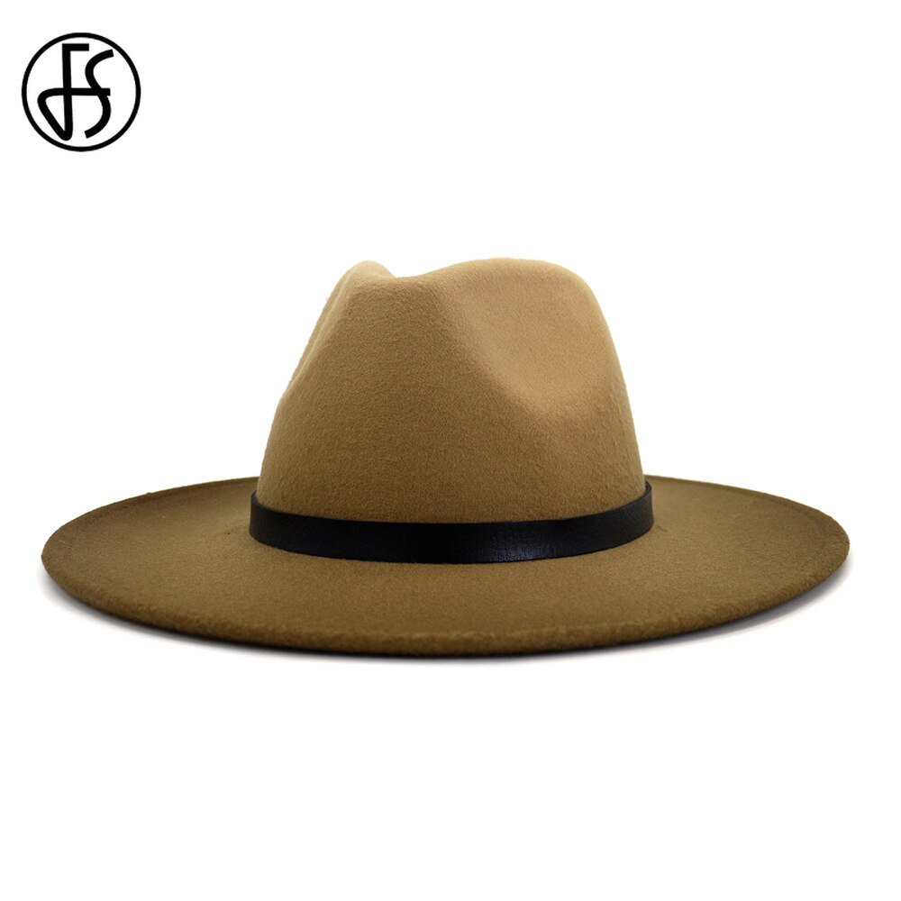 Fs kvinder fedora hat bred rand uldhuer til mænd følte gradient farve jazz panama hatte kirke vintage cowboy trilby hatte