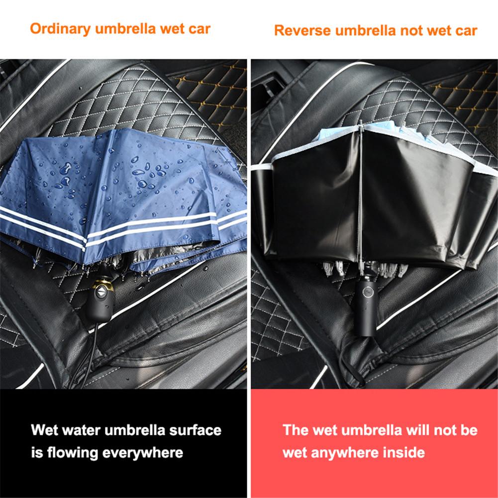 Inverted Folding Umbrella Super Windproof Anti-UV Automatic Folding Night Reflective Strip Auto Reverse For Men And Women