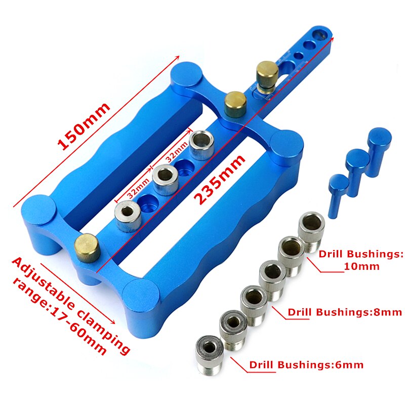 Houtbewerking Zelfcentrerend Doweling Jig 6/8/10mm Hout Deuvel Positionering Boor Gids Kit Voor Puncher locator Timmerwerk Gereedschap