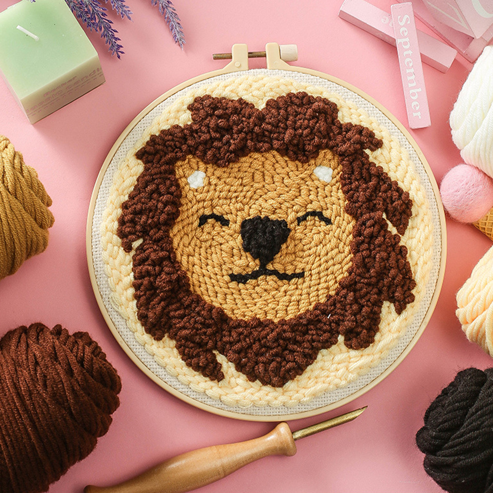 Embroidery Punchneedle Kit W/ Hoop Cross Stitch Set Punch Needle Embroidery For Handmade Beginner Decor: 6