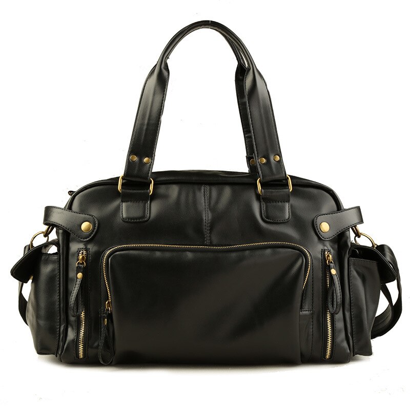 Bolso cruzado de viaje para hombre, bolsa grande impermeable, de hombro, de cuero PU, estilo Retro inglés, de: Black