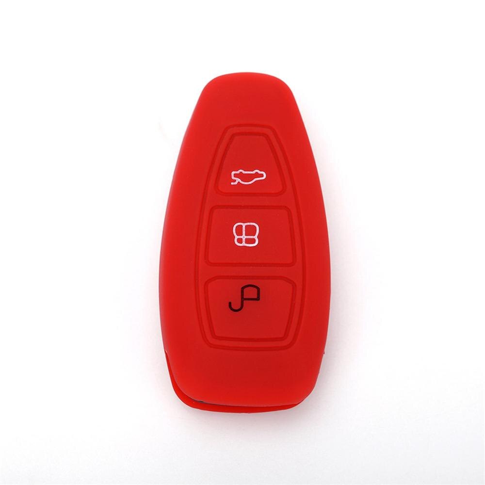 Autostyling afstandsbediening sleutel beschermhoes autosleutelhoes voor ford focus mondeo fiesta ecosport escort kuga b-max 3 knoppen slimme sleutel: Rood