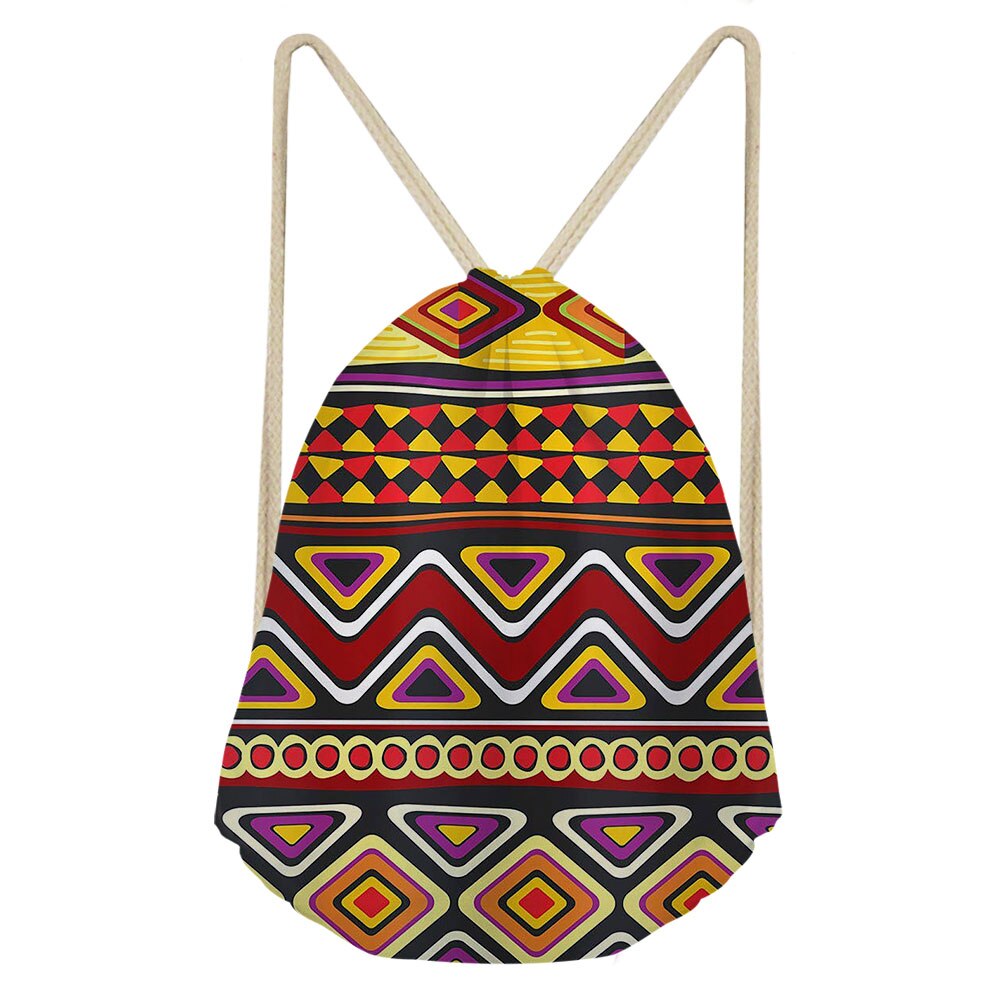 Art Style africain impression cordon sacs femmes ethnique noir Style plage épaules sac Afro dames élément chaîne sac à dos: Rose