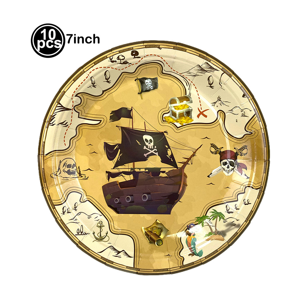 Mantel de pirata, mantel con mapa del tesoro, cubiertas de mesa desechables de plástico, decoración de de cumpleaños con tema náutico pirata: Amarillo claro