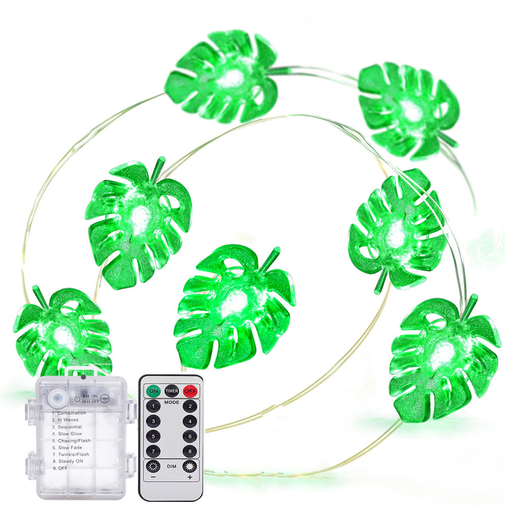 LED Plant Clover Shape Modern Light Irish Festival Clover Light String Green Clover Turtle Back Leaf Decorative Light String