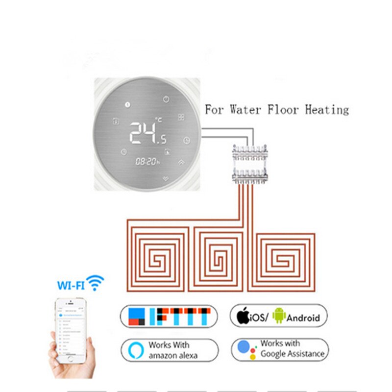 Temperaturregulator til el gulvvarme vand/gas kedel med lcd skærm wifi smart termostat med tuya app styring: Vandopvarmning