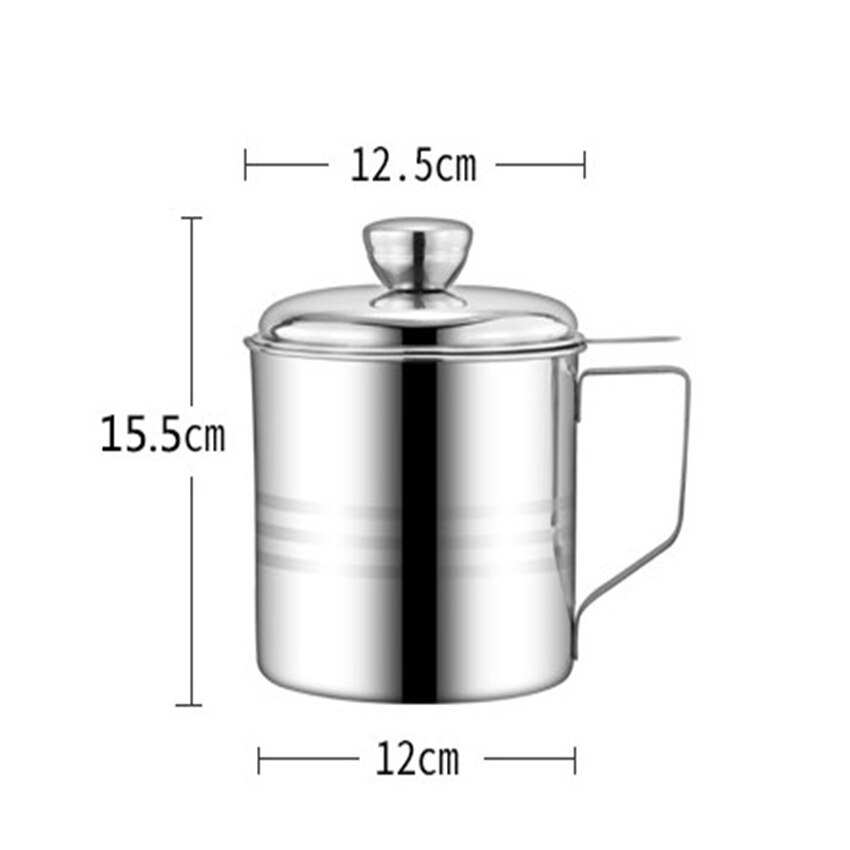 Rvs Olie Zeef Pot Container Opslag Kan Met Filter 1.2L Koken Olie Opslag Pot Keeper Voor Koekenpan Keuken Gereedschap